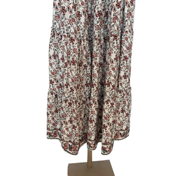 Max Studio Women's S Floral Smocked Ruffled Maxi Dress Multicolor Casual Stretch - Picture 8 of 9